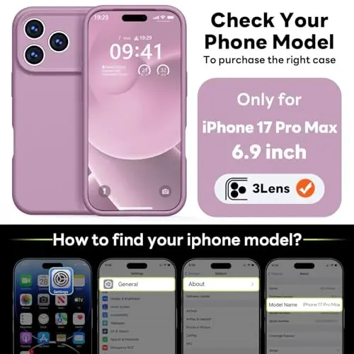 Vooii Magnetic iPhone 17 Pro Max uchun g'ilof, Magsafe bilan mos (Premium suyuq silikon) (O'rnatilgan kamera boshqaruv tugmasi) To'liq himoya, chizilishga qarshi mikrofiber astar, lavanda binafsha - VOOII (1)