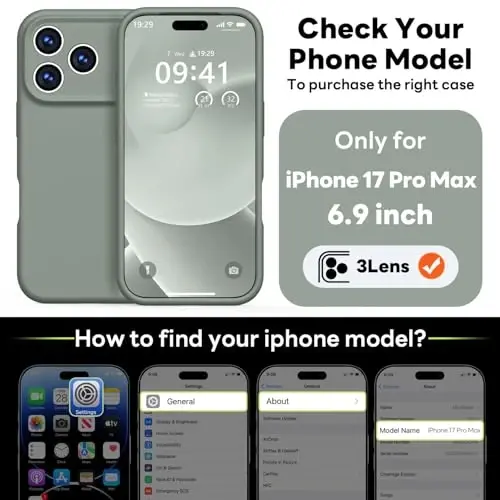 Vooii Magnetic iPhone 17 Pro Max uchun g'ilof, Magsafe bilan mos (Premium suyuq silikon) (O'rnatilgan kamera boshqaruv tugmasi) To'liq himoya qiluvchi tirnalishga qarshi mikrofiber astar, oqish yashil 