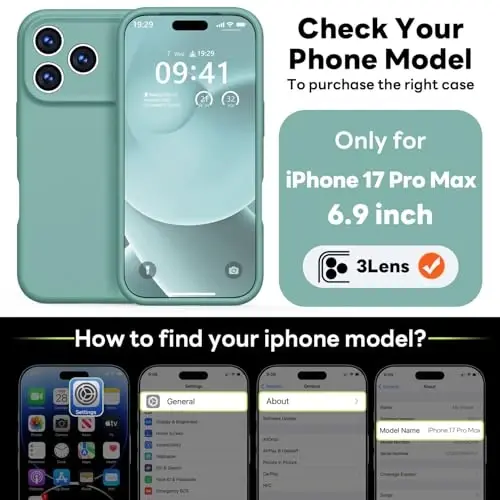 Vooii Magnetic iPhone 17 Pro Max uchun gʻilof, Magsafe bilan mos (Premium suyuq silikon) (Oʻrnatilgan kamera boshqaruv tugmasi) Toʻliq himoya, tirnalishga qarshi mikrofiber astar 6.9 dyuym, qaragʻay yashili - 1