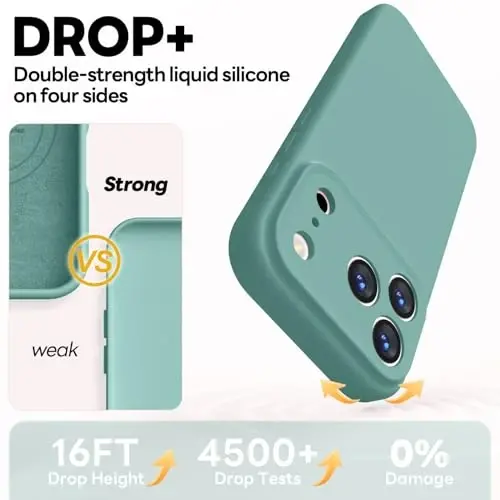 Vooii Magnetic iPhone 17 Pro Max uchun gʻilof, Magsafe bilan mos (Premium suyuq silikon) (Oʻrnatilgan kamera boshqaruv tugmasi) Toʻliq himoya, tirnalishga qarshi mikrofiber astar 6.9 dyuym, qaragʻay yashili - 3