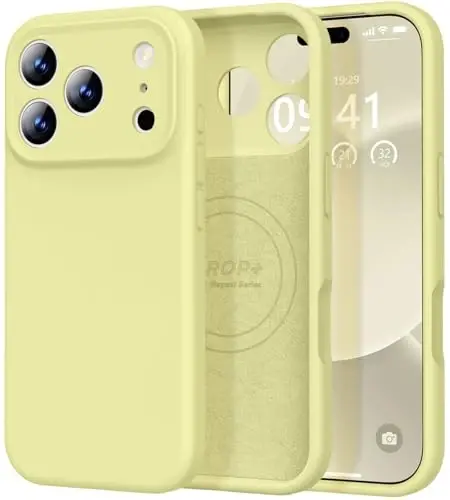 Vooii Magnetic iPhone 17 Pro uchun g'ilof, Magsafe bilan mos (Premium suyuq silikon) (O'rnatilgan kamera boshqaruv tugmasi) To'liq himoya, tirnalishga qarshi mikrofiber astar 6.3