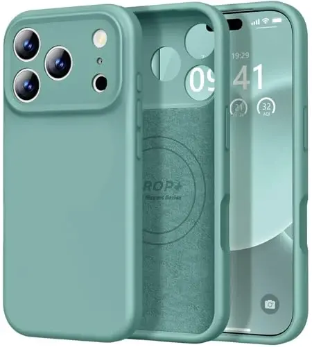 Vooii Magnetic iPhone 17 Pro uchun gʻilof, Magsafe bilan mos (Premium suyuq silikon) (Oʻrnatilgan kamera boshqaruv tugmasi) Toʻliq himoya, tirnalishga qarshi mikrofiber astar 6.3