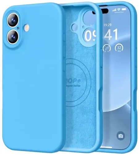 Vooii Magnetic iPhone 17 uchun g'ilof, Magsafe bilan mos (Premium suyuq silikon) (O'rnatilgan kamera boshqaruv tugmasi) To'liq himoya, chizilishga qarshi mikrofiber astar 6.3