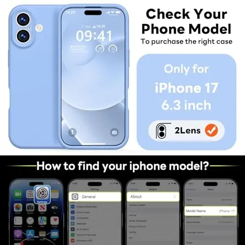 Vooii Magnetic iPhone 17 uchun g'ilof, Magsafe bilan mos (Premium suyuq silikon) (O'rnatilgan kamera boshqaruv tugmasi) To'liq himoya chizishga qarshi mikrofiber astar 6.3