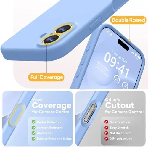 Vooii Magnetic iPhone 17 uchun g'ilof, Magsafe bilan mos (Premium suyuq silikon) (O'rnatilgan kamera boshqaruv tugmasi) To'liq himoya chizishga qarshi mikrofiber astar 6.3