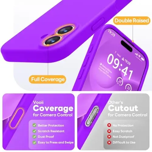 Vooii Magnetic iPhone 17 uchun gʻilof, Magsafe bilan mos (Premium suyuq silikon) (Oʻrnatilgan kamera boshqaruv tugmasi) Toʻliq himoya qiluvchi tirnalishga qarshi mikrofiber astar 6,3