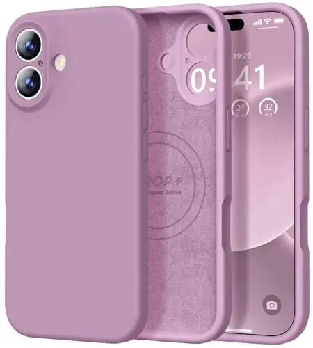 Vooii Magnetic iPhone 17 uchun g'ilof, Magsafe bilan mos (Premium suyuq silikon) (O'rnatilgan kamera boshqaruv tugmasi) To'liq himoya, tirnalishga qarshi mikrofiber astar 6.3