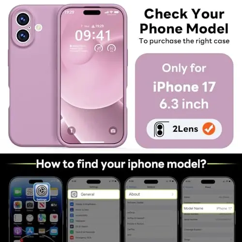 Vooii Magnetic iPhone 17 uchun g'ilof, Magsafe bilan mos (Premium suyuq silikon) (O'rnatilgan kamera boshqaruv tugmasi) To'liq himoya, tirnalishga qarshi mikrofiber astar 6.3