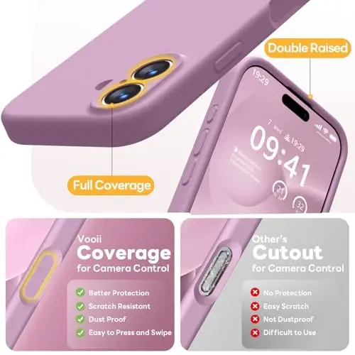Vooii Magnetic iPhone 17 uchun g'ilof, Magsafe bilan mos (Premium suyuq silikon) (O'rnatilgan kamera boshqaruv tugmasi) To'liq himoya, tirnalishga qarshi mikrofiber astar 6.3