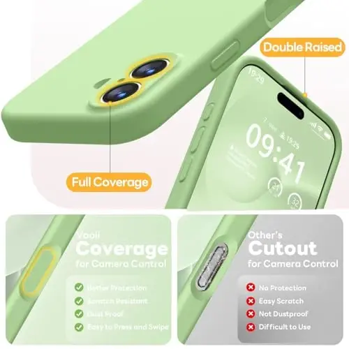 Vooii Magnetic iPhone 17 uchun g'ilof, Magsafe bilan mos (Premium suyuq silikon) (O'rnatilgan kamera boshqaruv tugmasi) To'liq himoya, tirnalishga qarshi mikrofiber astar 6.3