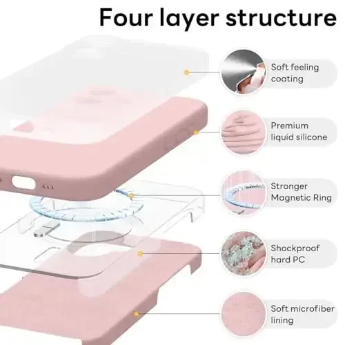 Vooii Magnetic iPhone 17 uchun g'ilof, Magsafe bilan mos (Premium suyuq silikon) (O'rnatilgan kamera boshqaruv tugmasi) To'liq himoya, tirnalishga qarshi mikrofiber astar 6.3