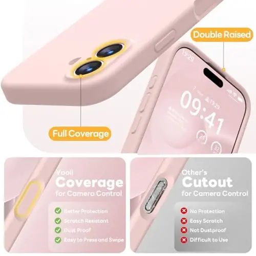 Vooii Magnetic iPhone 17 uchun g'ilof, Magsafe bilan mos (Premium suyuq silikon) (O'rnatilgan kamera boshqaruv tugmasi) To'liq himoya, tirnalishga qarshi mikrofiber astar 6.3