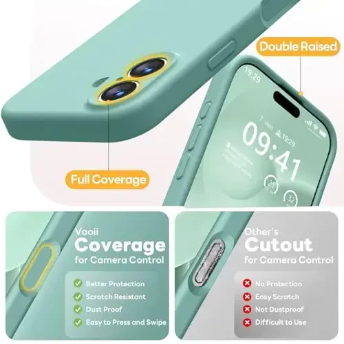 Vooii Magnetic iPhone 17 uchun g‘ilof, Magsafe bilan mos (Premium suyuq silikon) (O‘rnatilgan kamera boshqaruv tugmasi) To‘liq himoya, tirnalishga qarshi mikrofiber astar 6.3