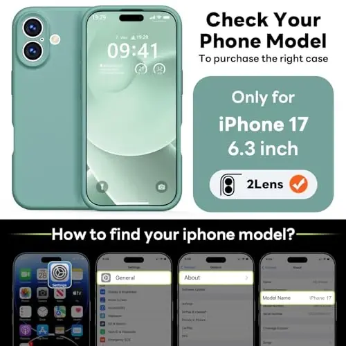 Vooii Magnetic iPhone 17 uchun g‘ilof, Magsafe bilan mos (Premium suyuq silikon) (O‘rnatilgan kamera boshqaruv tugmasi) To‘liq himoya, tirnalishga qarshi mikrofiber astar 6.3