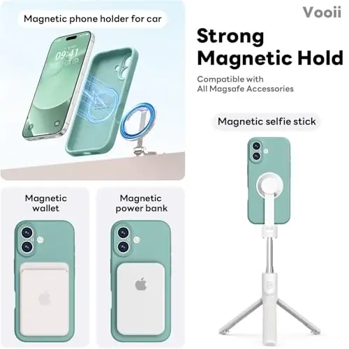 Vooii Magnetic iPhone 17 uchun g‘ilof, Magsafe bilan mos (Premium suyuq silikon) (O‘rnatilgan kamera boshqaruv tugmasi) To‘liq himoya, tirnalishga qarshi mikrofiber astar 6.3