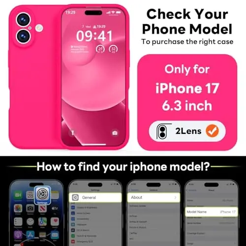 Vooii Magnetic iPhone 17 uchun g'ilof, Magsafe bilan mos (Premium suyuq silikon) (O'rnatilgan kamera boshqaruv tugmasi) To'liq himoya, tirnalishga qarshi mikrofiber astar 6,3