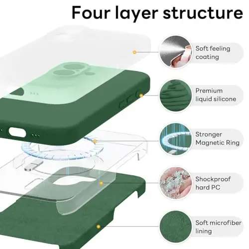 Vooii Magnetic iPhone 17 uchun gʻilof, Magsafe bilan mos (Premium suyuq silikon) (Oʻrnatilgan kamera boshqaruv tugmasi) Toʻliq himoya, tirnalishga qarshi mikrofiber astar 6.3