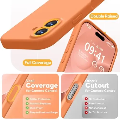 Vooii Magnetic iPhone 17 uchun g'ilof, Magsafe bilan mos (Premium suyuq silikon) (O'rnatilgan kamera boshqaruv tugmasi) To'liq himoya, tirnalishga qarshi mikrofiber astar 6.3