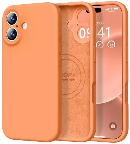Vooii Magnetic iPhone 17 uchun g'ilof, Magsafe bilan mos (Premium suyuq silikon) (O'rnatilgan kamera boshqaruv tugmasi) To'liq himoya, tirnalishga qarshi mikrofiber astar 6.3