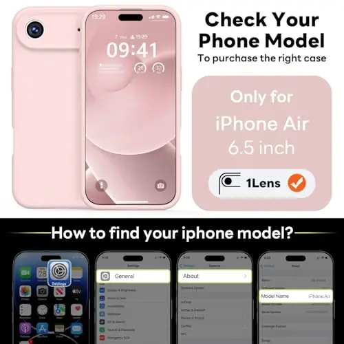 Vooii Magnetic iPhone Air Case uchun, Magsafe bilan mos (Premium suyuq silikon) (O'rnatilgan kamera boshqaruv tugmasi) iPhone 17 Air 6.5 dyuym uchun chizishga qarshi mikrofiber astar, pushti qum - 2