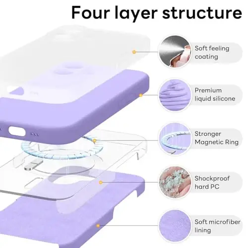 Vooii Magnetic for iPhone 17 Case, Compatible with Magsafe (Premium Liquid Silicone) (Integrated Camera Control Button) Full Body Protective Anti-Scratch Microfiber Lining 6.3