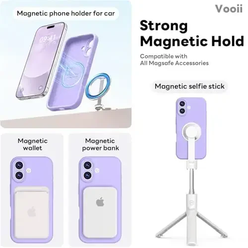 Vooii Magnetic for iPhone 17 Case, Compatible with Magsafe (Premium Liquid Silicone) (Integrated Camera Control Button) Full Body Protective Anti-Scratch Microfiber Lining 6.3