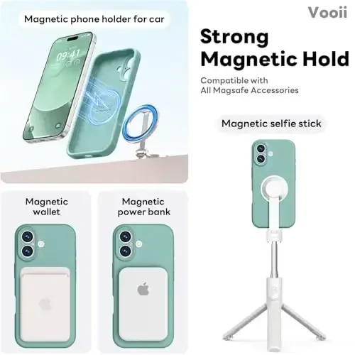 Vooii Magnetic for iPhone 17 Case, Compatible with Magsafe (Premium Liquid Silicone) (Integrated Camera Control Button) Full Body Protective Anti-Scratch Microfiber Lining 6.3