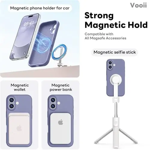 Vooii Magnetic for iPhone 17 Case, Compatible with Magsafe (Premium Liquid Silicone) (Integrated Camera Control Button) Full Body Protective Anti-Scratch Microfiber Lining 6.3