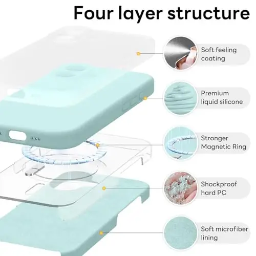 Vooii Magnetic for iPhone 17 Case, Compatible with Magsafe (Premium Liquid Silicone) (Integrated Camera Control Button) Full Body Protective Anti-Scratch Microfiber Lining 6.3