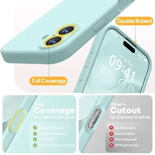 Vooii Magnetic for iPhone 17 Case, Compatible with Magsafe (Premium Liquid Silicone) (Integrated Camera Control Button) Full Body Protective Anti-Scratch Microfiber Lining 6.3