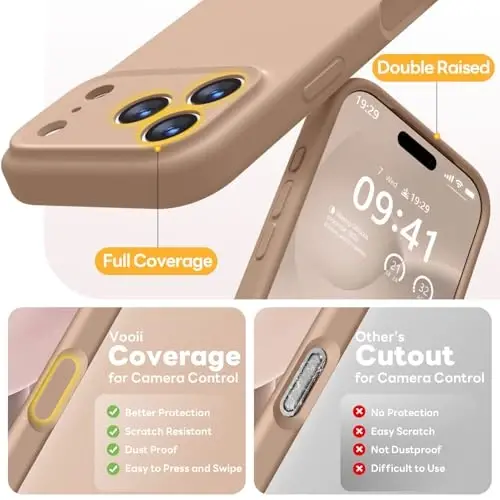 Vooii Magnetic for iPhone 17 Pro Case, Compatible with Magsafe (Premium Liquid Silicone) (Integrated Camera Control Button) Full Body Protective Anti-Scratch Microfiber Lining 6.3