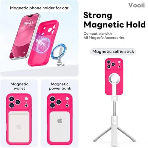 Vooii Magnetic for iPhone 17 Pro Case, Compatible with Magsafe (Premium Liquid Silicone) (Integrated Camera Control Button) Full Body Protective Anti-Scratch Microfiber Lining 6.3