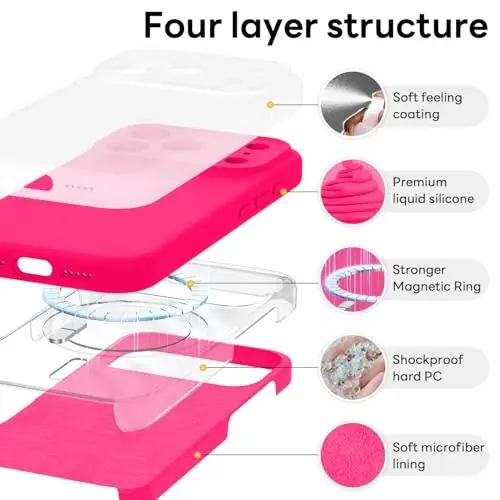 Vooii Magnetic for iPhone 17 Pro Case, Compatible with Magsafe (Premium Liquid Silicone) (Integrated Camera Control Button) Full Body Protective Anti-Scratch Microfiber Lining 6.3