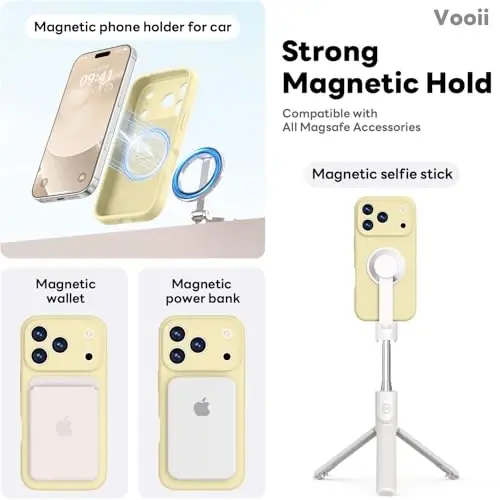 Vooii Magnetic for iPhone 17 Pro Case, Compatible with Magsafe (Premium Liquid Silicone) (Integrated Camera Control Button) Full Body Protective Anti-Scratch Microfiber Lining 6.3