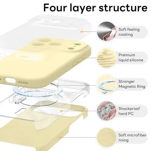 Vooii Magnetic for iPhone 17 Pro Case, Compatible with Magsafe (Premium Liquid Silicone) (Integrated Camera Control Button) Full Body Protective Anti-Scratch Microfiber Lining 6.3
