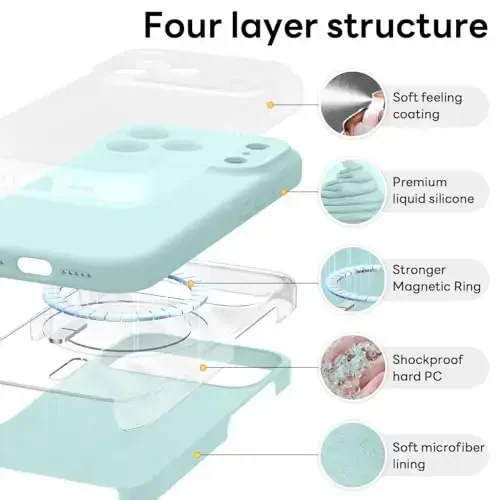 Vooii Magnetic for iPhone 17 Pro Case, Compatible with Magsafe (Premium Liquid Silicone) (Integrated Camera Control Button) Full Body Protective Anti-Scratch Microfiber Lining 6.3