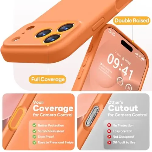 Vooii Magnetic for iPhone 17 Pro Case, Compatible with Magsafe (Premium Liquid Silicone) (Integrated Camera Control Button) Full Body Protective Anti-Scratch Microfiber Lining 6.3