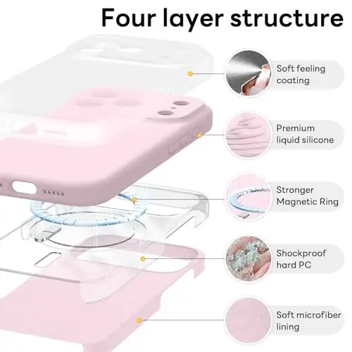 Vooii Magnetic for iPhone 17 Pro Case, Compatible with Magsafe (Premium Liquid Silicone) (Integrated Camera Control Button) Full Body Protective Anti-Scratch Microfiber Lining 6.3