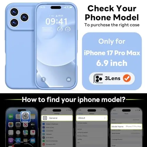 Vooii Magnetic for iPhone 17 Pro Max Case, Compatible with Magsafe (Premium Liquid Silicone) (Integrated Camera Control Button) Full Body Protective Anti-Scratch Microfiber Lining 6.9 inch, Light Blue - 2