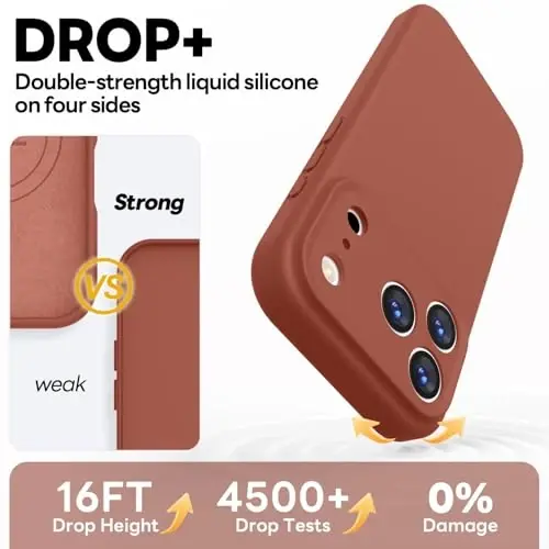 Vooii Magnetic for iPhone 17 Pro Max Case, Compatible with Magsafe (Premium Liquid Silicone) (Integrated Camera Control Button) Full Body Protective Anti-Scratch Microfiber Lining 6.9 inch, Caramel - 4