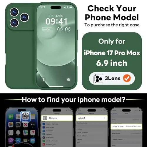 Vooii Magnetic for iPhone 17 Pro Max Case, Compatible with Magsafe (Premium Liquid Silicone) (Integrated Camera Control Button) Full Body Protective Anti-Scratch Microfiber Lining 6.9 inch, Green - VOOII (1)