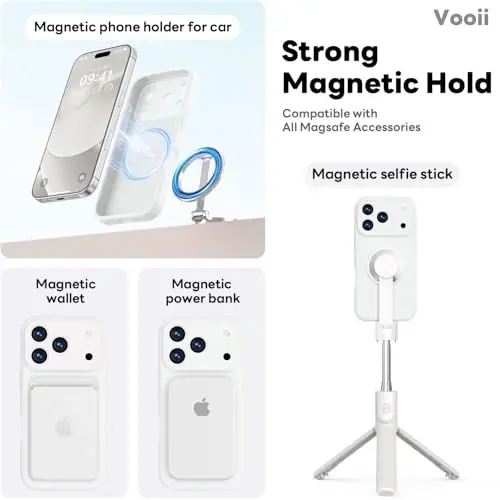 Vooii Magnetic for iPhone 17 Pro Max Case, Compatible with Magsafe (Premium Liquid Silicone) (Integrated Camera Control Button) Full Body Protective Anti-Scratch Microfiber Lining 6.9 inch, White - 3