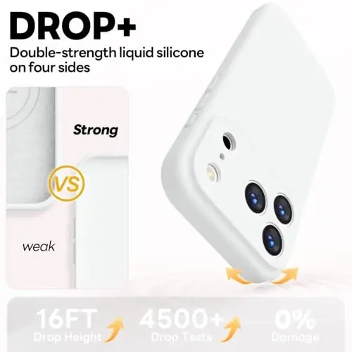 Vooii Magnetic for iPhone 17 Pro Max Case, Compatible with Magsafe (Premium Liquid Silicone) (Integrated Camera Control Button) Full Body Protective Anti-Scratch Microfiber Lining 6.9 inch, White - 4