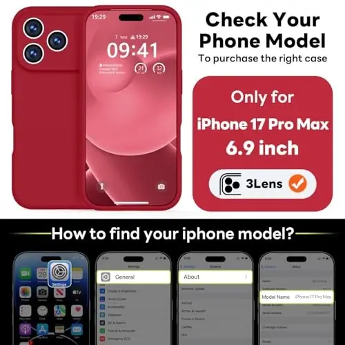 Vooii Magnetic for iPhone 17 Pro Max Case, Compatible with Magsafe (Premium Liquid Silicone) (Integrated Camera Control Button) Full Body Protective Anti-Scratch Microfiber Lining 6.9 inch, Red - 2