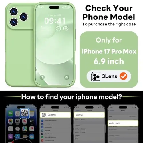 Vooii Magnetic for iPhone 17 Pro Max Case, Compatible with Magsafe (Premium Liquid Silicone) (Integrated Camera Control Button) Full Body Protective Anti-Scratch Microfiber Lining 6.9 inch, Matcha - VOOII (1)