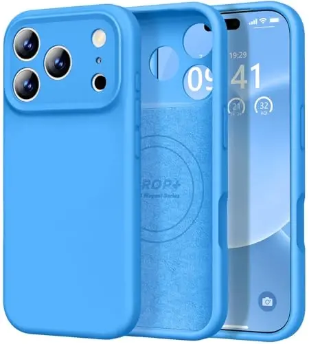 Vooii Magnetic for iPhone 17 Pro Max Case, Compatible with Magsafe (Premium Liquid Silicone) (Integrated Camera Control Button) Full Body Protective Anti-Scratch Microfiber Lining 6.9 inch, Blue 