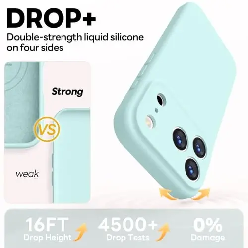 Vooii Magnetic for iPhone 17 Pro Max Case, Compatible with Magsafe (Premium Liquid Silicone) (Integrated Camera Control Button) Full Body Protective Anti-Scratch Microfiber Lining 6.9 inch, Mint - 4