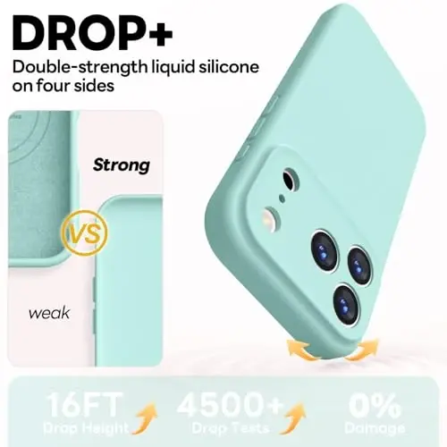 Vooii Magnetic for iPhone 17 Pro Max Case, Compatible with Magsafe (Premium Liquid Silicone) (Integrated Camera Control Button) Full Body Protective Anti-Scratch Microfiber Lining 6.9 inch, Mint - 4