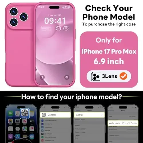 Vooii Magnetic for iPhone 17 Pro Max Case, Compatible with Magsafe (Premium Liquid Silicone) (Integrated Camera Control Button) Full Body Protective Anti-Scratch Microfiber Lining 6.9 inch, Pitaya - VOOII