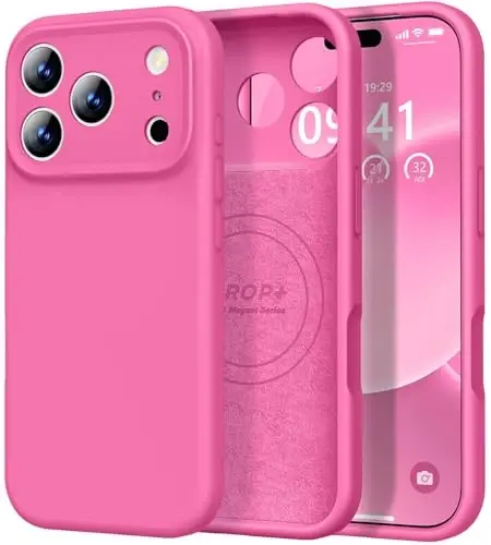 Vooii Magnetic for iPhone 17 Pro Max Case, Compatible with Magsafe (Premium Liquid Silicone) (Integrated Camera Control Button) Full Body Protective Anti-Scratch Microfiber Lining 6.9 inch, Pitaya 